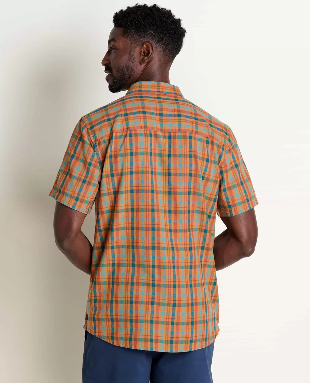 Airscape Organic Cotton Open-Weave Short Sleeve Shirt in Dark Roast Stripe