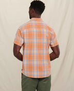 Airscape Organic Cotton Open-Weave Short Sleeve Shirt in Lichen Check