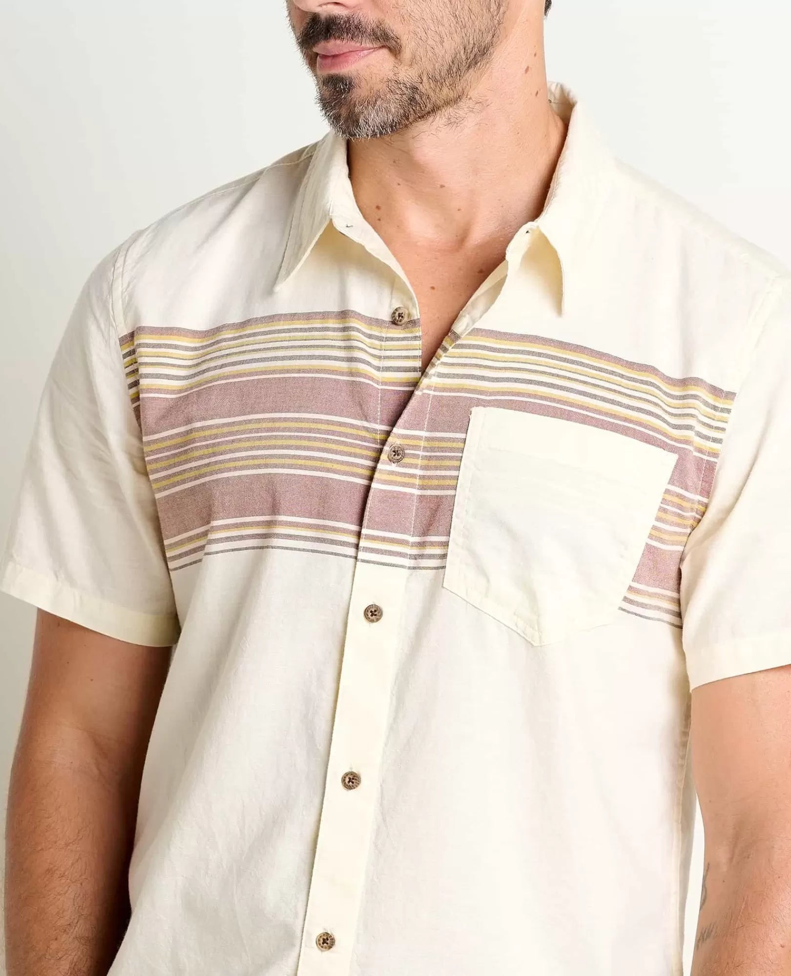 Airscape Organic Cotton Open-Weave Short Sleeve Shirt in Hazel Check