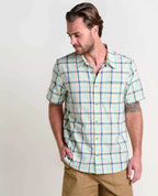 Airscape Organic Cotton Open-Weave Short Sleeve Shirt in Dark Roast Stripe