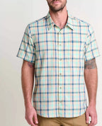Airscape Organic Cotton Open-Weave Short Sleeve Shirt in Hazel Check