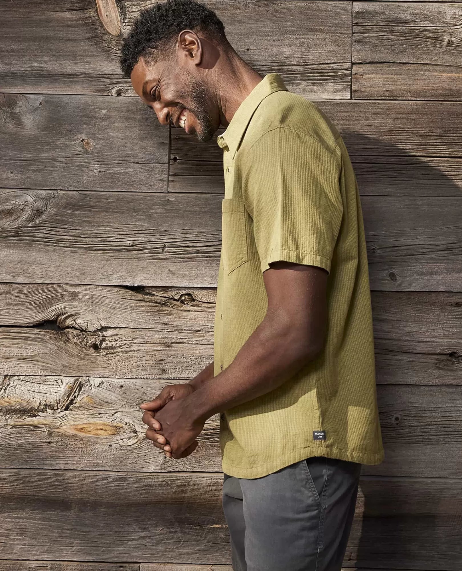 Harris Organic Cotton Textured Short Sleeve Shirt in Pacific