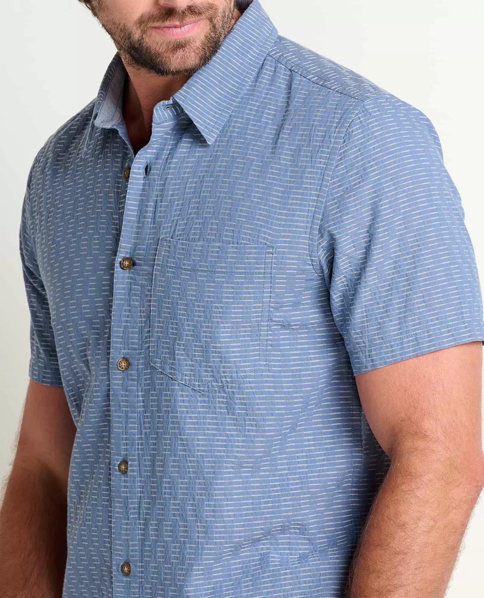 Harris Lightweight Organic Cotton Short Sleeve Shirt in Hazel