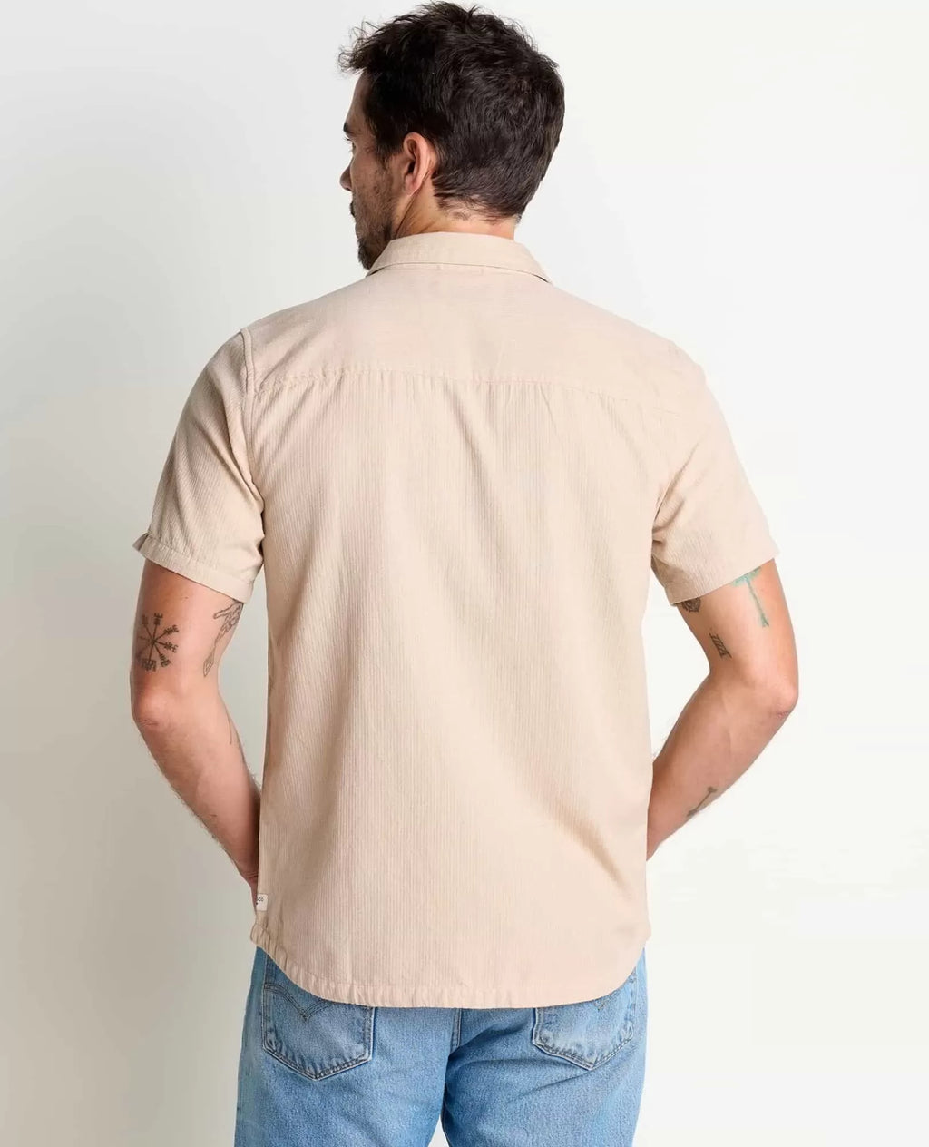 Harris Lightweight Organic Cotton Short Sleeve Shirt in Green Olive