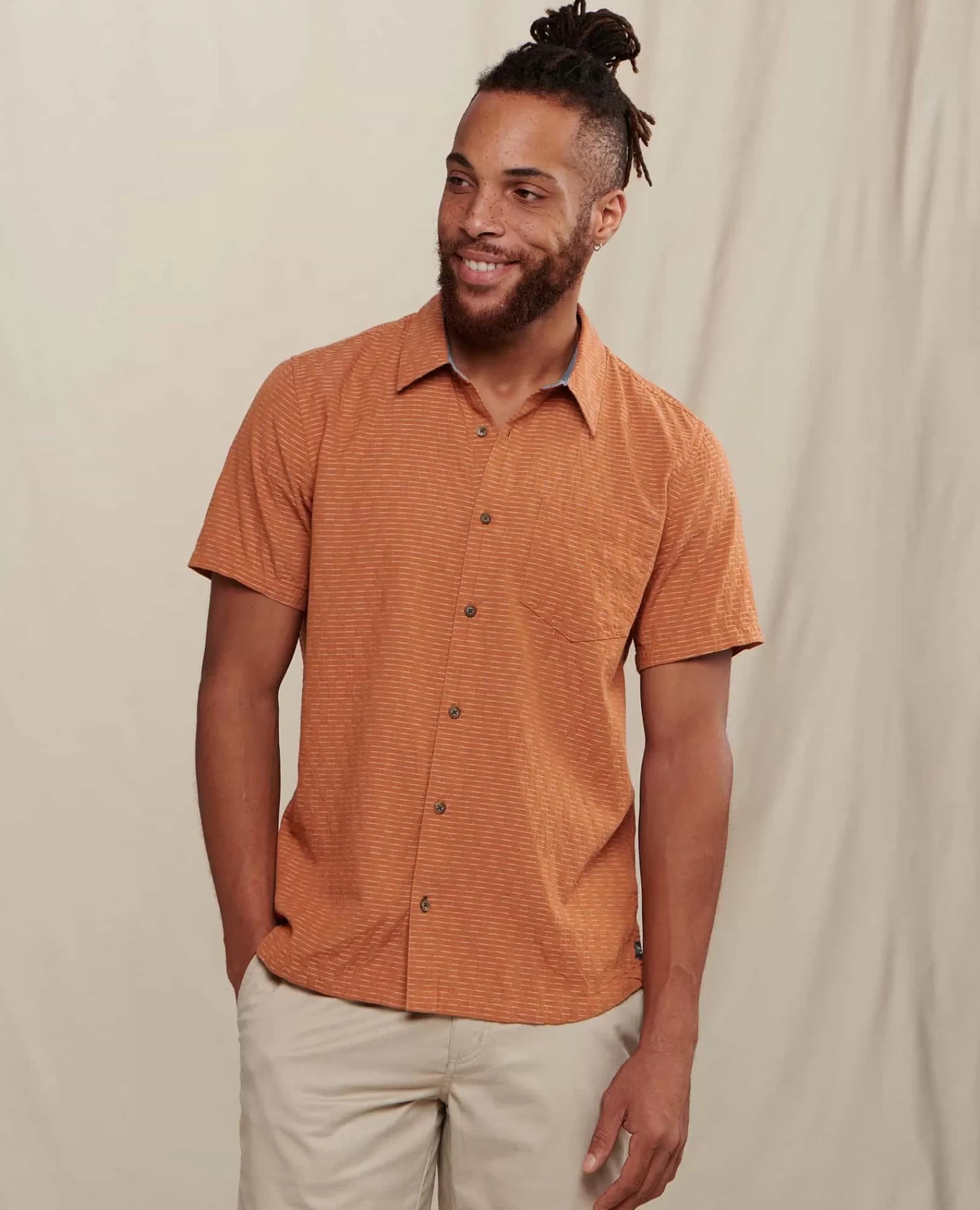 Harris Lightweight Organic Cotton Short Sleeve Shirt in Hazel