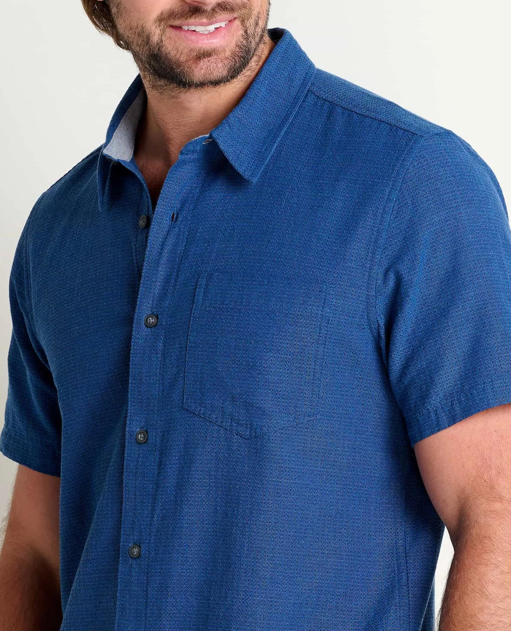 Harris Lightweight Organic Cotton Short Sleeve Shirt in Salt