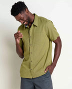 Harris Lightweight Organic Cotton Short Sleeve Shirt in Green Olive