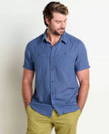 Honcho Organic Cotton Dobby Short Sleeve Shirt in High Tide II