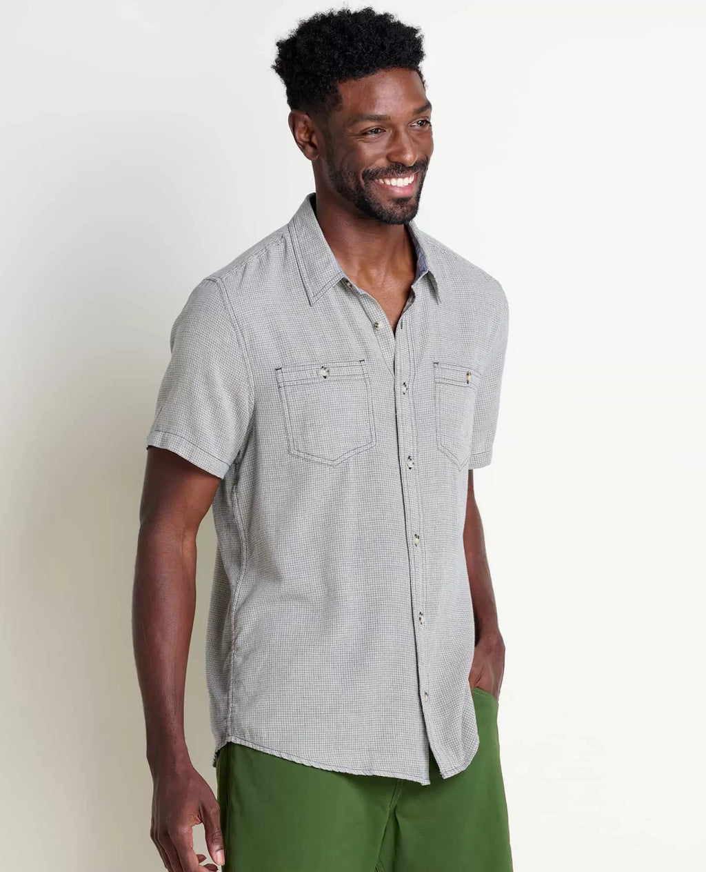 Honcho Packable Organic Cotton Short Sleeve Shirt in Salt II