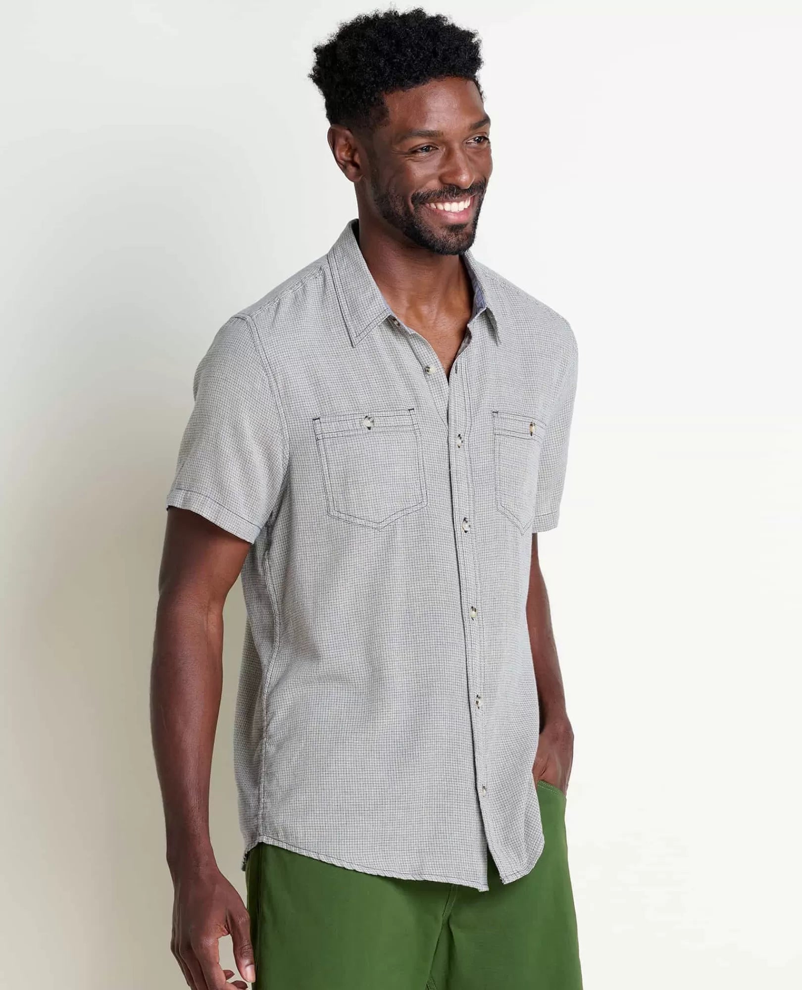 Honcho Packable Organic Cotton Short Sleeve Shirt in Salt II