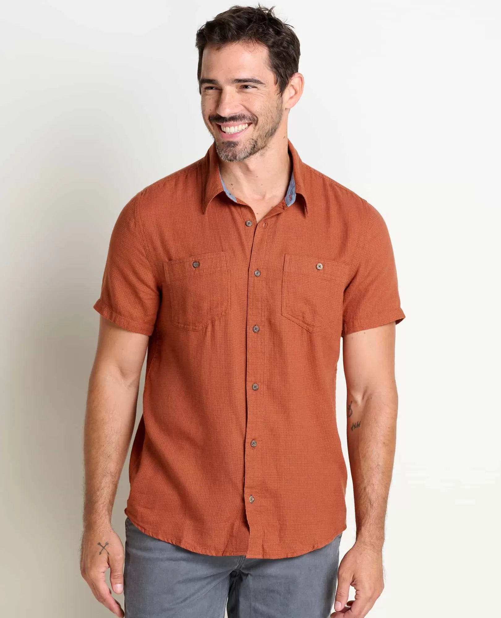 Honcho Organic Cotton Dobby Short Sleeve Shirt in High Tide II