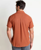 Honcho Organic Cotton Dobby Short Sleeve Shirt in Rust