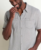Honcho Organic Cotton Dobby Short Sleeve Shirt in Salt II