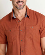 Honcho Packable Organic Cotton Short Sleeve Shirt in Rust