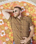 Men’s Fletcher Lightweight Travel Short Sleeve Shirt in Green Moss