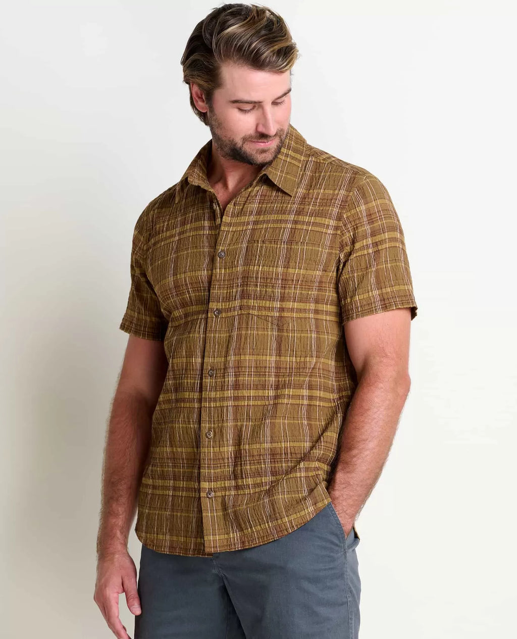 Men’s Fletcher Lightweight Travel Short Sleeve Shirt in Salt Agave Print