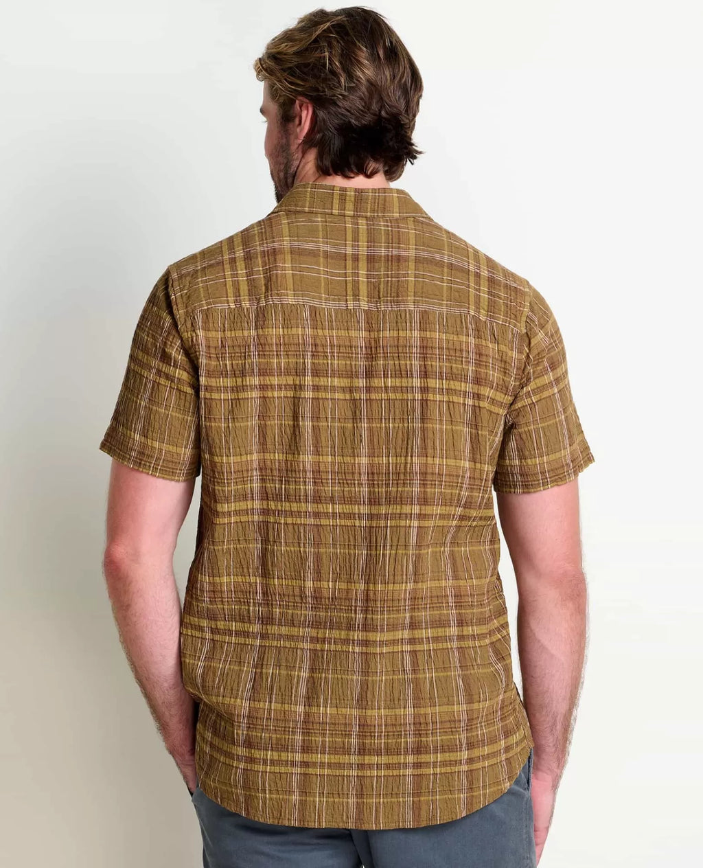 Men’s Fletcher Lightweight Travel Short Sleeve Shirt in Umber Large Floral Print