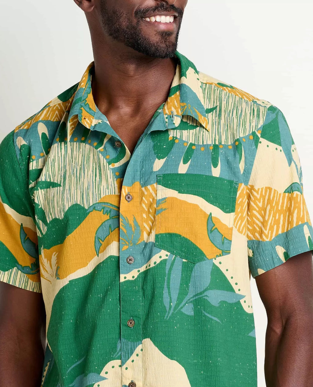 Men’s Fletcher Lightweight Travel Short Sleeve Shirt in Green Moss