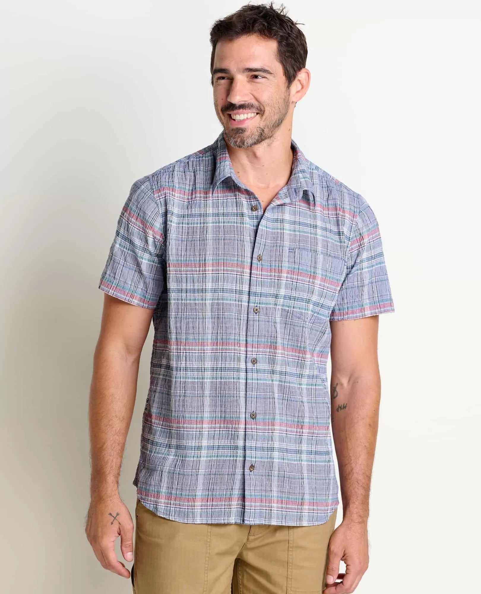 Men’s Fletcher Lightweight Travel Short Sleeve Shirt in Umber Large Floral Print
