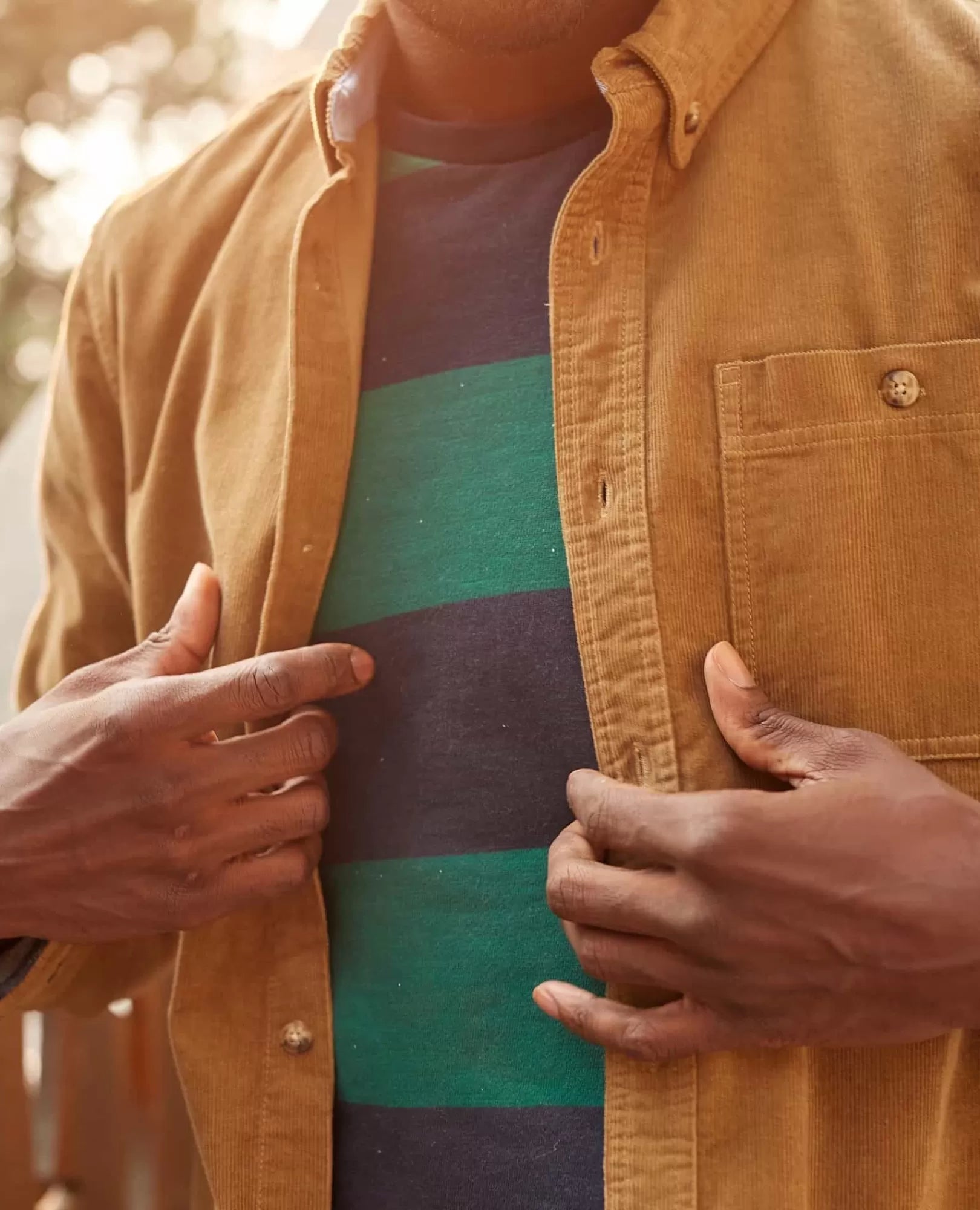 Men’s Scouter Lightweight Cord Long Sleeve Shirt in Honey Brown