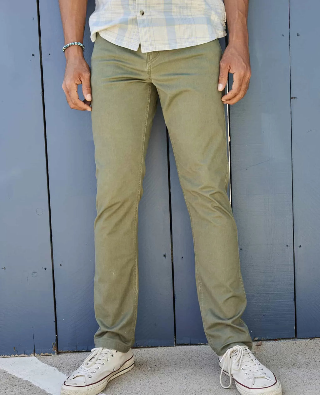 Mission Ridge 5-Pocket Lean Pants in Green Moss Vintage Wash