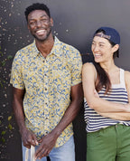Salton Organic Cotton Slub Short Sleeve Shirt in Kelp Aloha Print