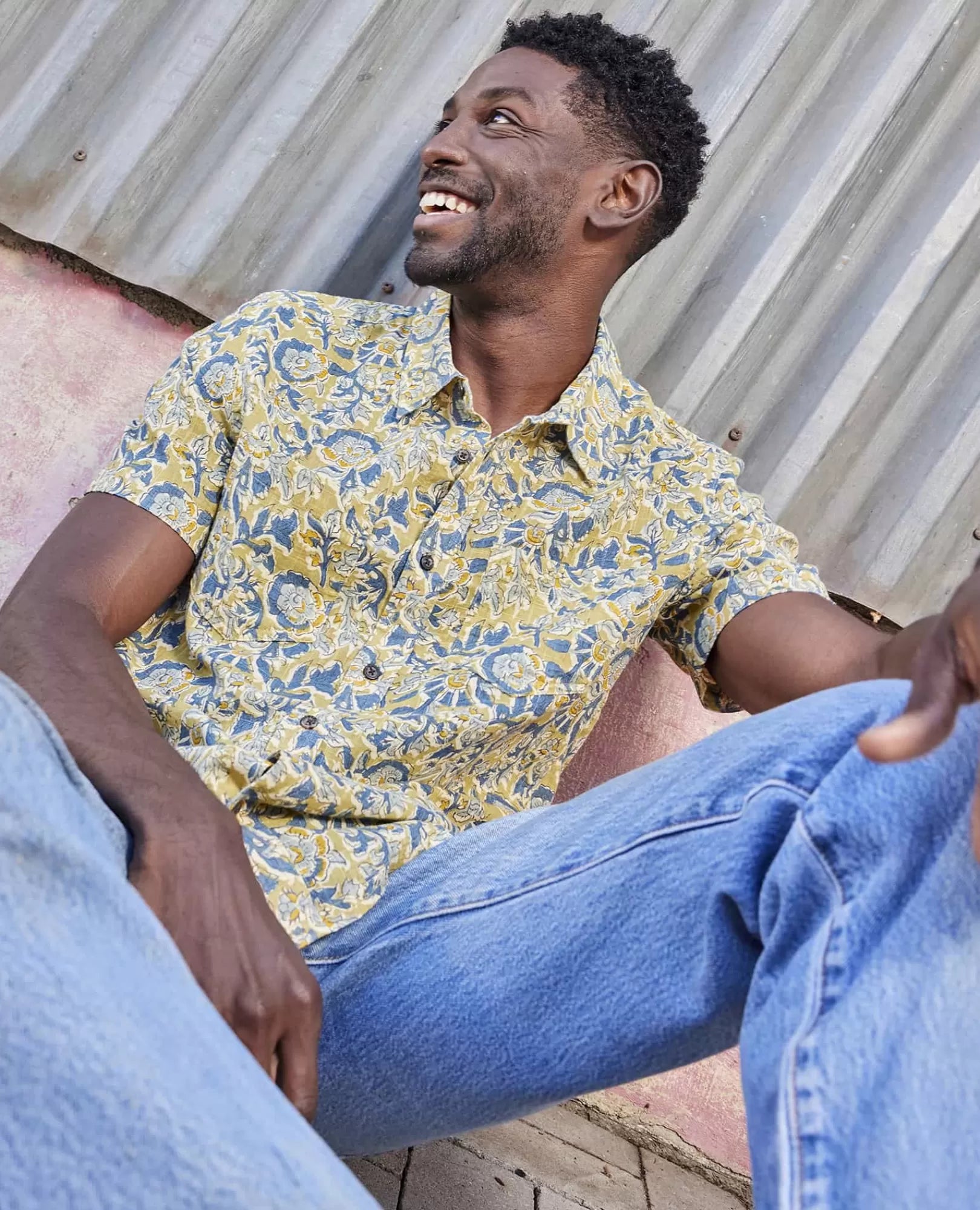 Salton Organic Cotton Slub Short Sleeve Shirt in North Shore II