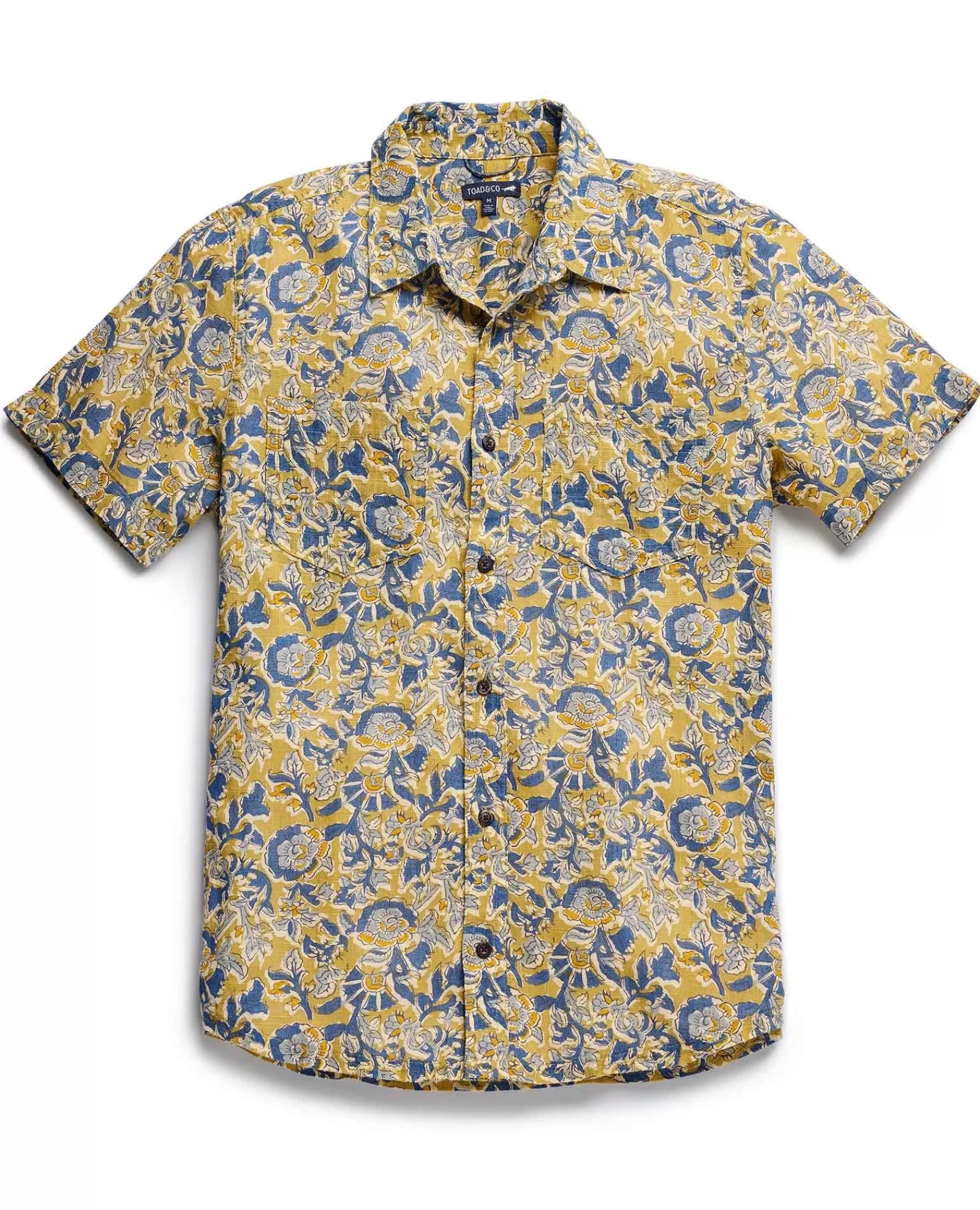 Salton Organic Cotton Slub Short Sleeve Shirt in Barley Stripe