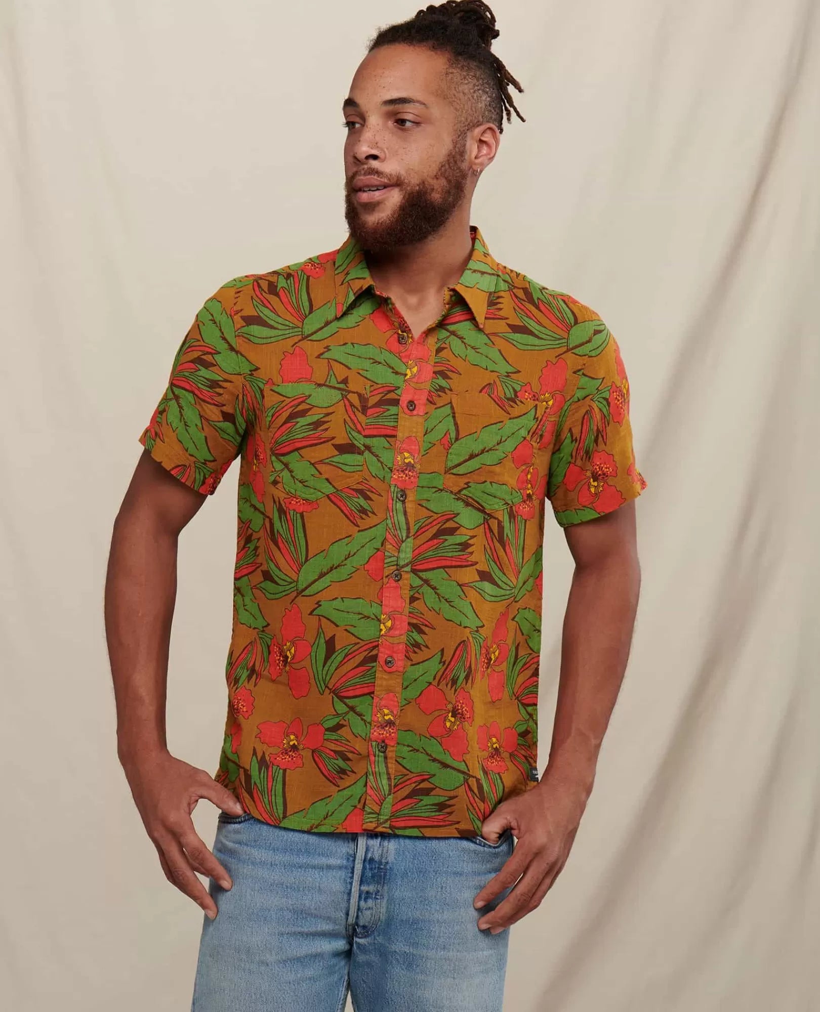 Salton Organic Cotton Slub Short Sleeve Shirt in North Shore II