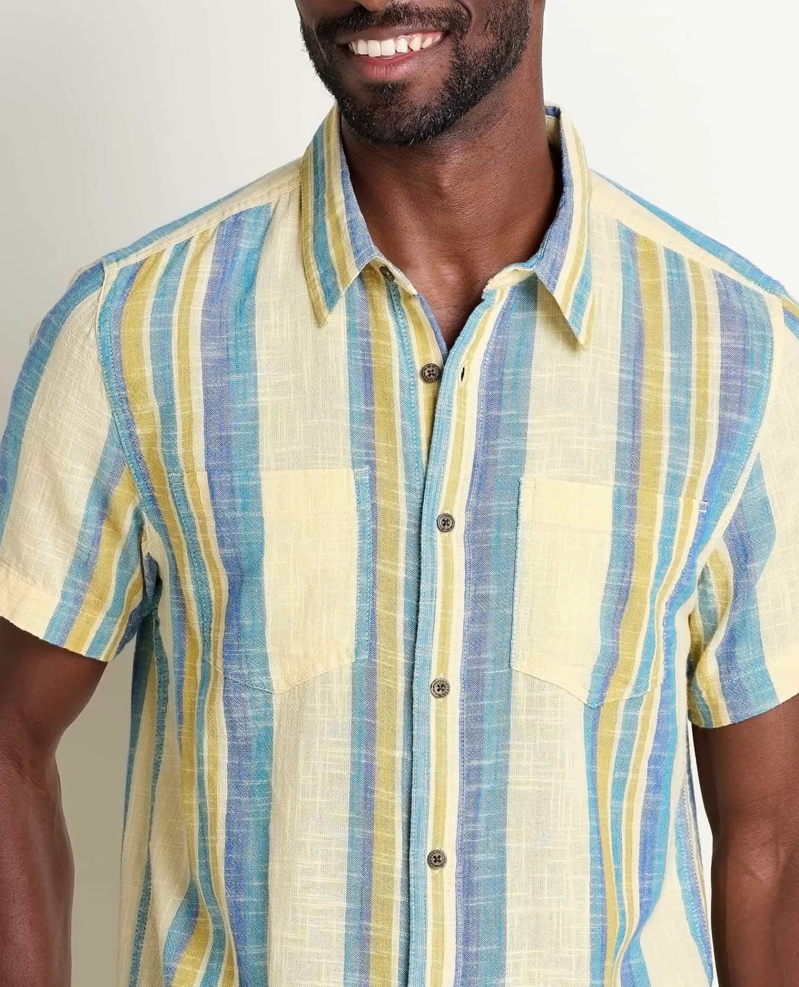 Salton Organic Cotton Slub Short Sleeve Shirt in Mantis Kalamkari Print