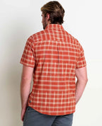 Smythy Organic Cotton Plaid Short Sleeve Shirt in Cornflower Ikat