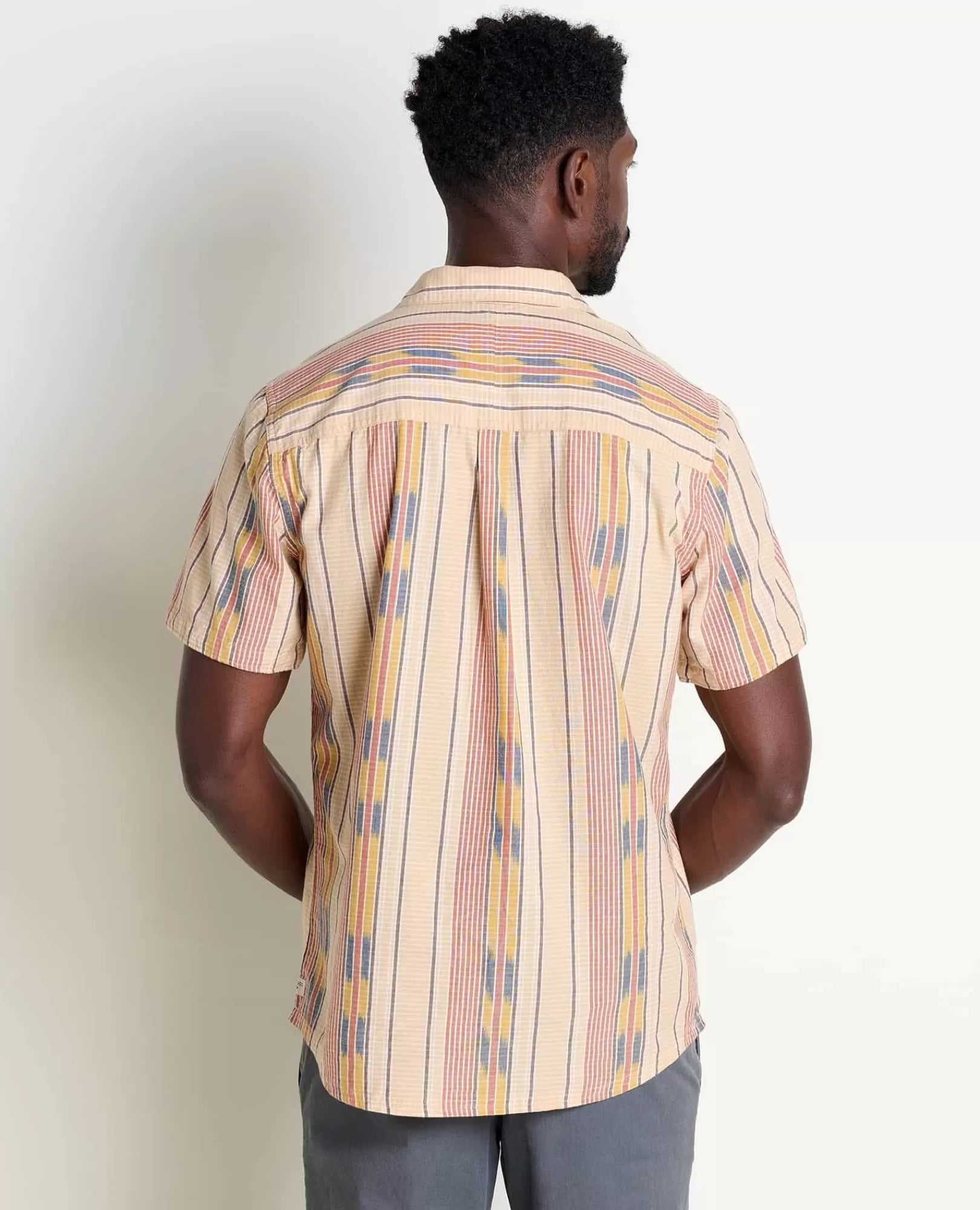 Smythy Organic Cotton Plaid Short Sleeve Shirt in Chai Ikat