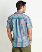 Smythy Organic Cotton Plaid Short Sleeve Shirt in Cornflower Ikat