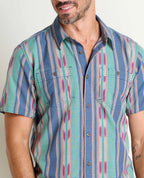 Smythy Organic Cotton Plaid Short Sleeve Shirt in True Navy II