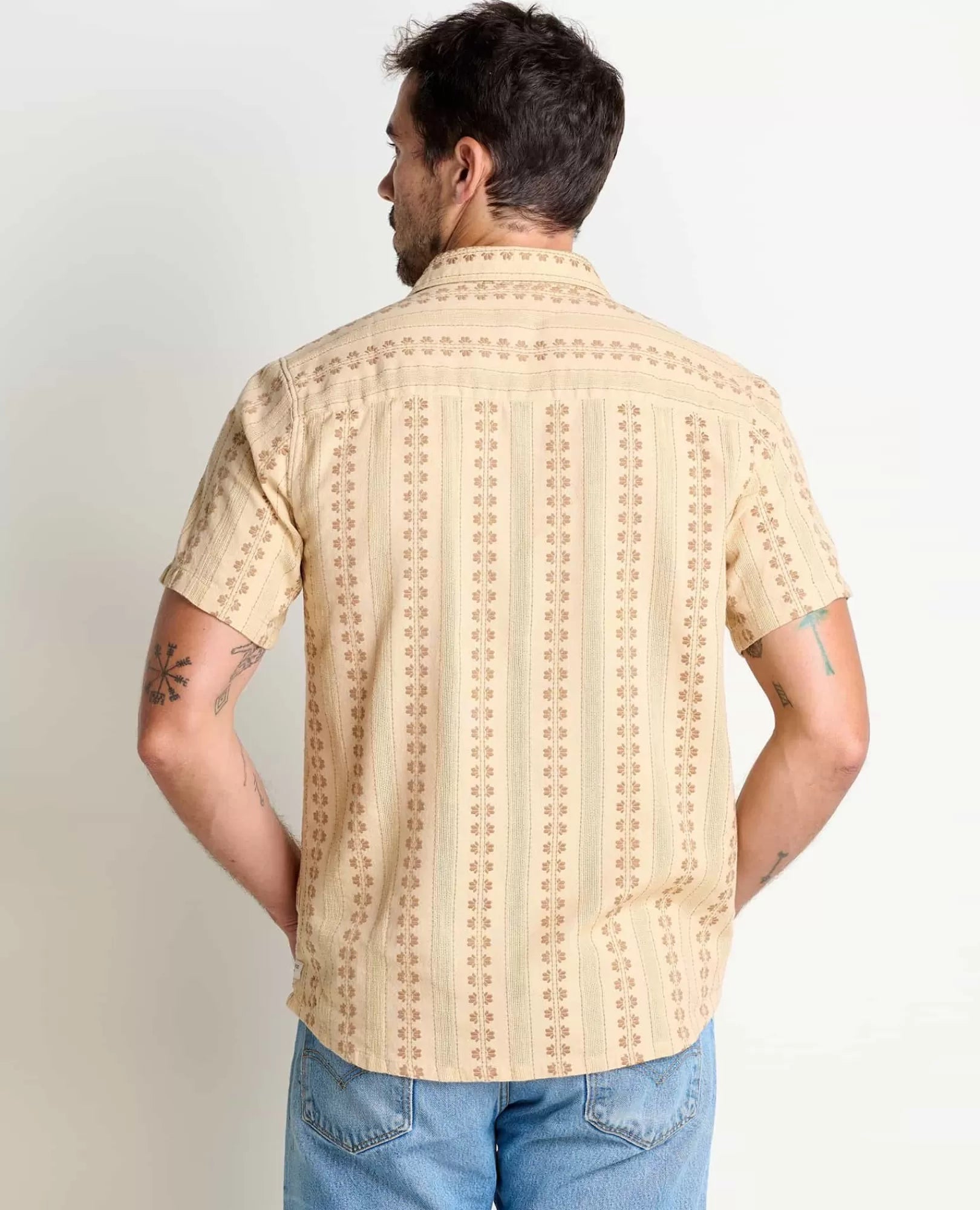 Treescape Organic Cotton Dobby Short Sleeve Shirt in Chai
