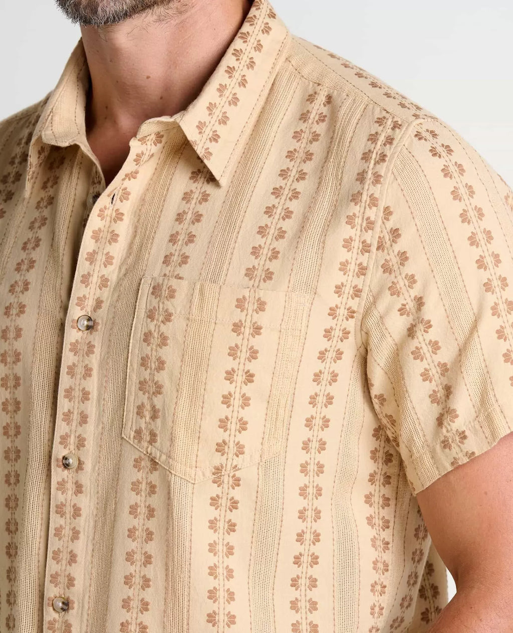 Treescape Organic Cotton Dobby Short Sleeve Shirt in Silver Pine